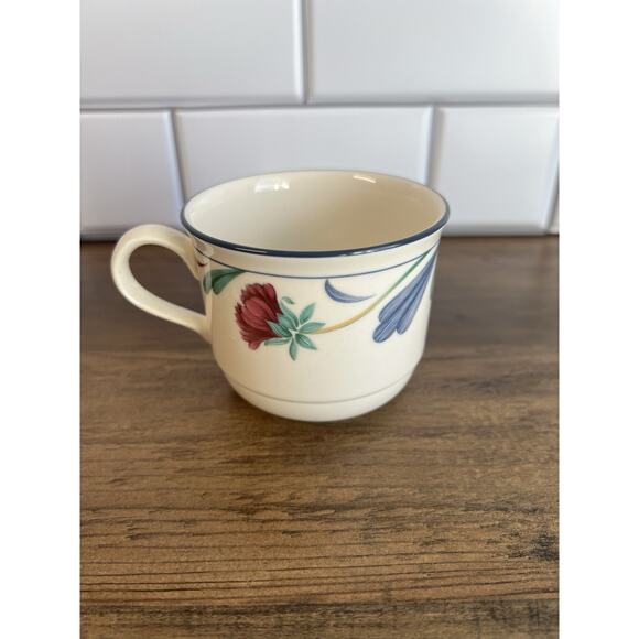 Lenox Chinastone Poppies On Blue Porcelain 2 3/4” Coffee Tea Cup Mugs - Picture 1 of 5